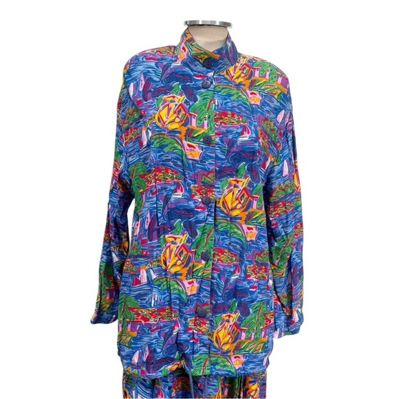 Vintage Ken Done Art To Wear Jacket and Skirt Set Size Medium - Picture 5 of 13